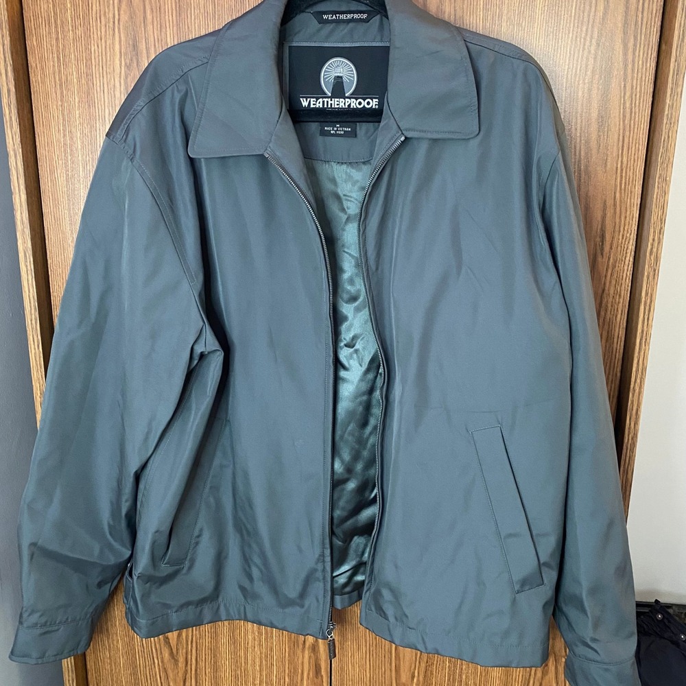 Weatherproof Microfiber Golf Jacket Mens Medium Gray Full Zip